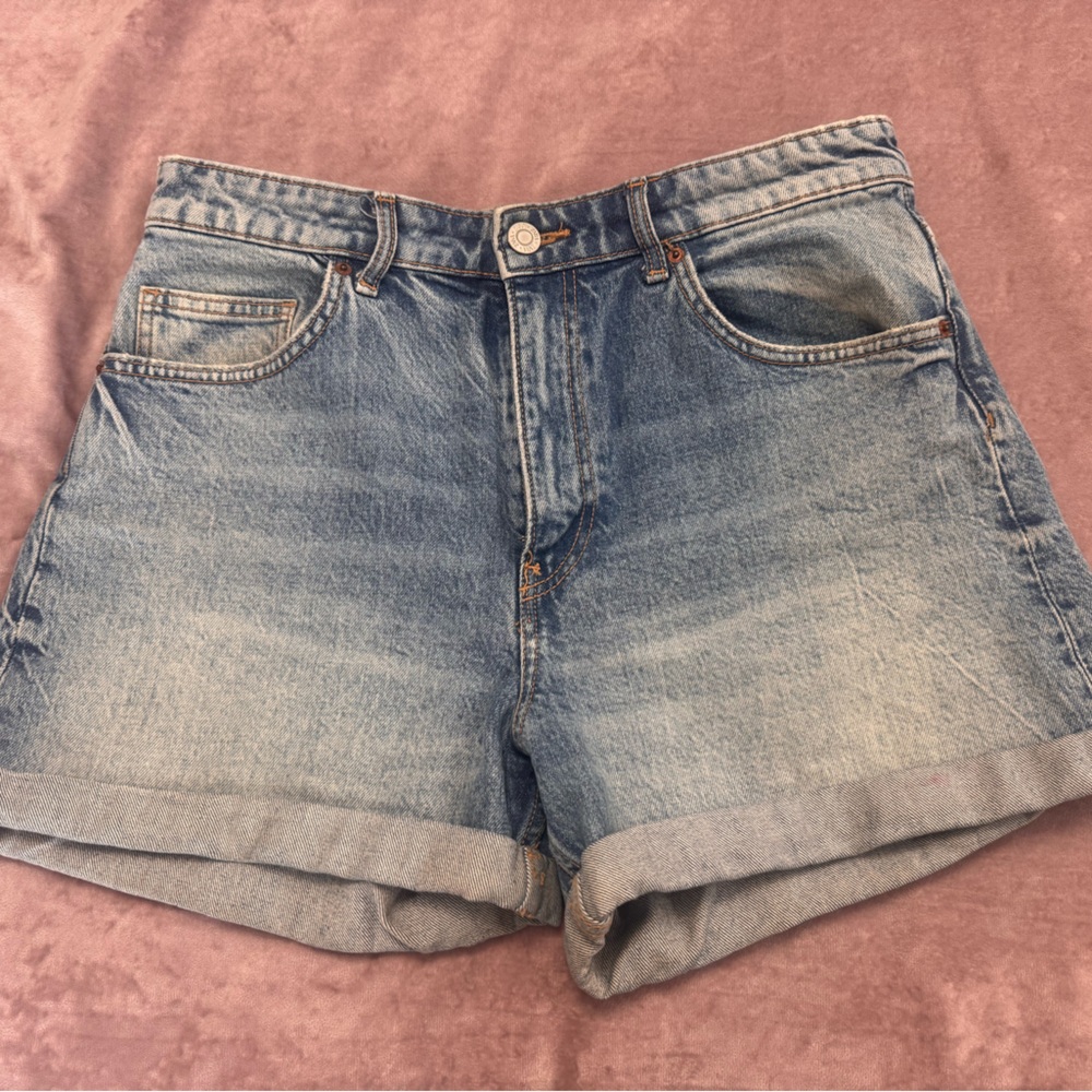 Zara Light Blue Rolled Hem Denim Shorts Size 10